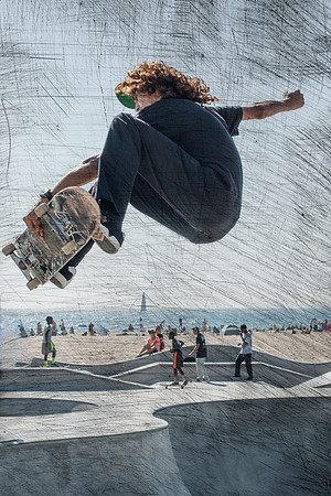 Skateboarding at Venice Beach, California